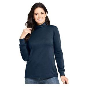 Women's Relaxed Cotton Long Sleeve Mock Turtleneck